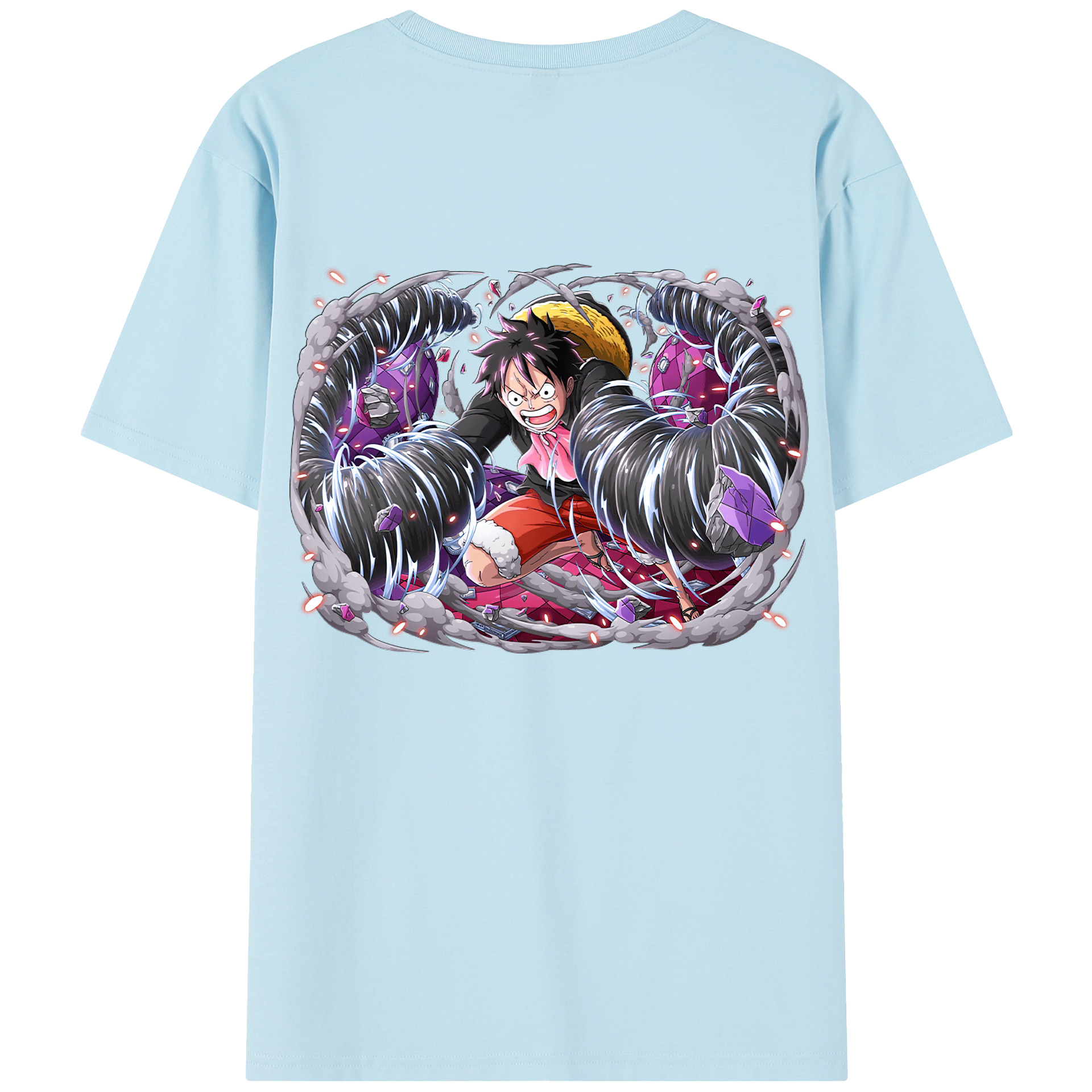 ワンピース モンキー・D・ルフィ ONE PIECE Monkey D. Luffy 綿100％半袖Tシャツ（背面プリント）